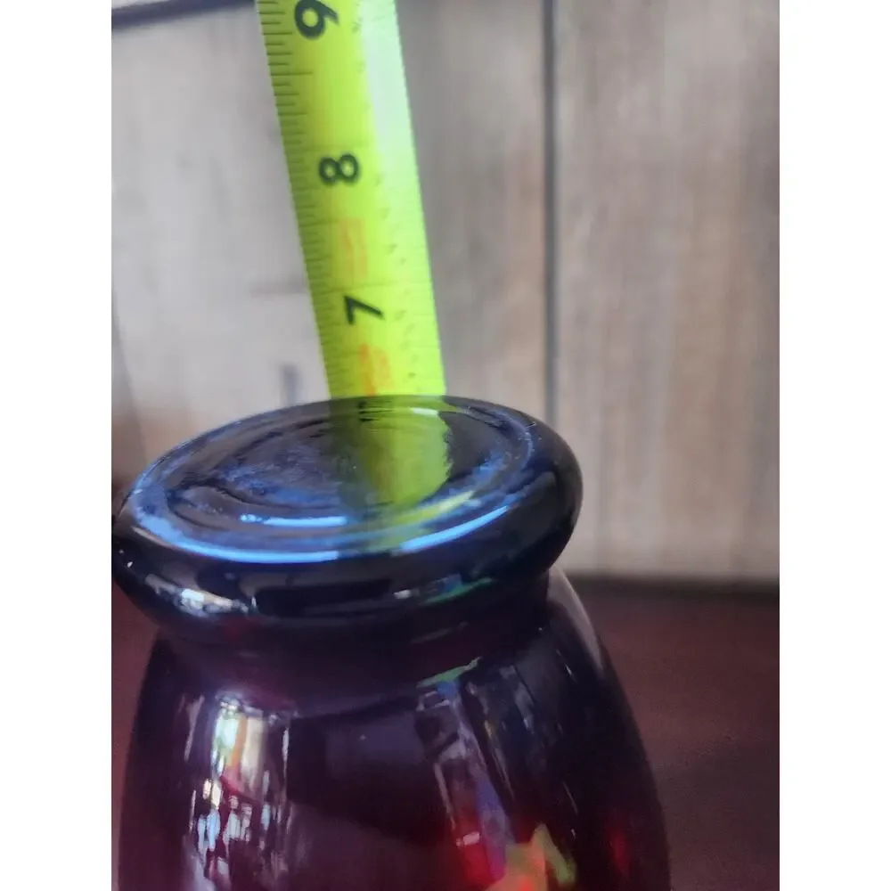 Vintage Ruby Red Glass Vase 6.5 inch Flared Rim Royal Ruby Style MCM Decor